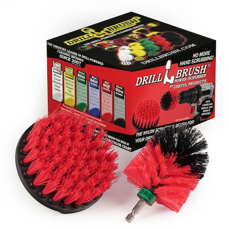 Drill Brush Power Scrubber By Useful Products 5 in W 5 in L Brush, Red R-S-4M-QC-DB